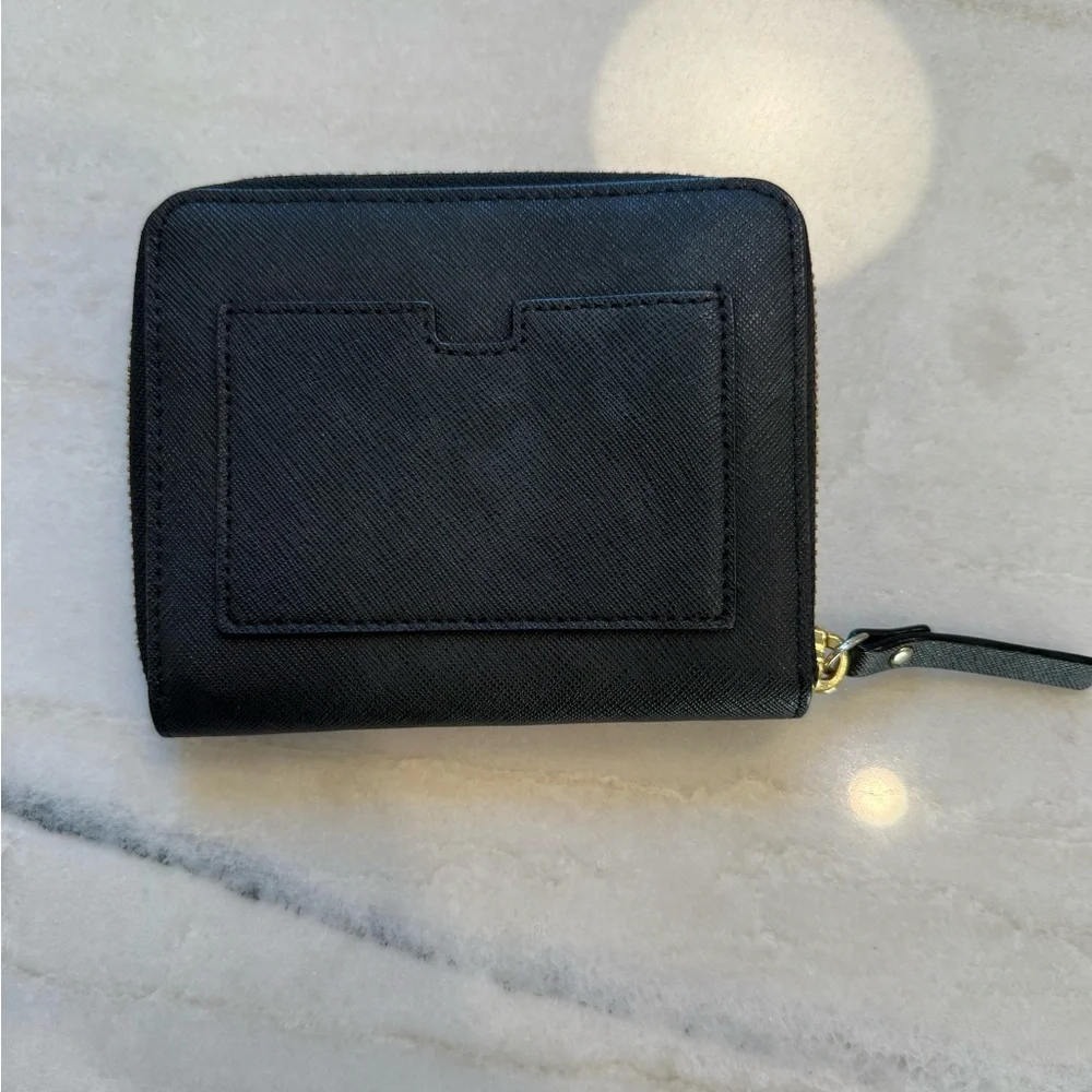 kate spade black wallet with gold plaque